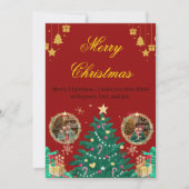 Red Family Christmas Greeting Card セーブザデート (正面)