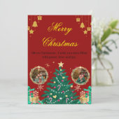 Red Family Christmas Greeting Card セーブザデート (スタンド正面)