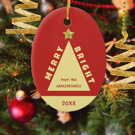 Red Family Photo Minimalist Keepsake セラミックオーナメント