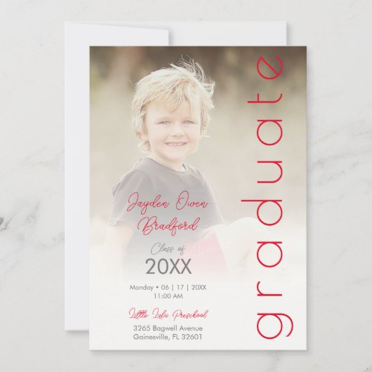 Red Fancy Vellum Overlay Effect Photo 招待状 (正面)