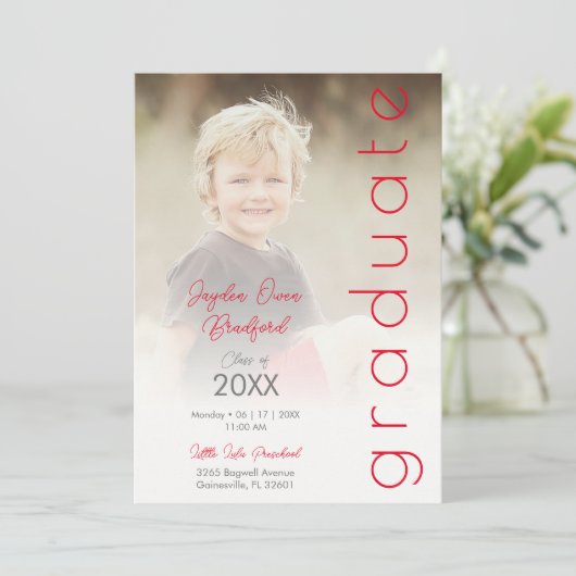 Red Fancy Vellum Overlay Effect Photo 招待状 (スタンド正面)