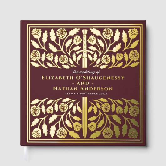 Red Fantasy Royal Medieval Sword Wedding ゲストブック (正面)