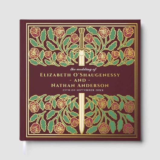 Red Fantasy Royal Medieval Sword Wedding ゲストブック (正面)