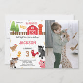 Red Farm Animals誕生日招待状と写真 招待状 (正面)