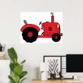 Red Farm Tractor Vehicle ポスター (ホームオフィス)