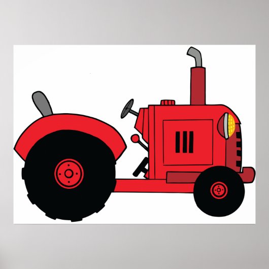 Red Farm Tractor Vehicle ポスター (正面)