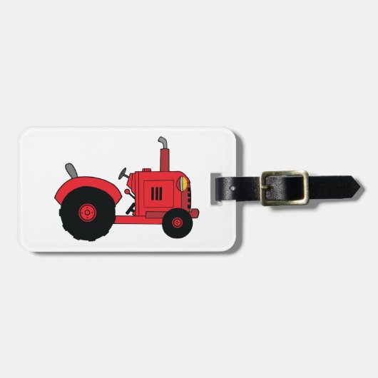 Red Farm Tractor Vehicle ラゲッジタグ (正面横)