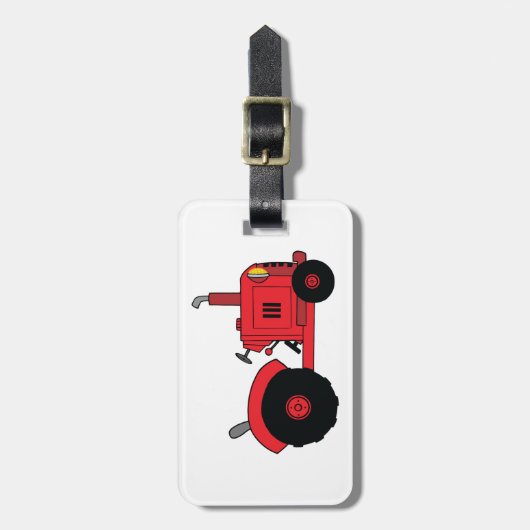 Red Farm Tractor Vehicle ラゲッジタグ (正面縦)