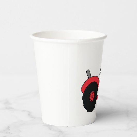 Red Farm Tractor Vehicle 紙コップ (右)