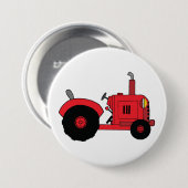 Red Farm Tractor Vehicle 缶バッジ (正面&裏面)