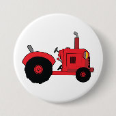 Red Farm Tractor Vehicle 缶バッジ (正面)