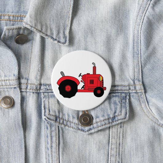 Red Farm Tractor Vehicle 缶バッジ (インサイチュ)