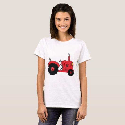 Red Farm Tractor Vehicle Tシャツ (正面フル)