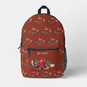 Red Farm Tractors Kids Personalized Backpack プリントバックパック (正面)