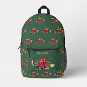 Red Farm Tractors Kids Personalized Backpack プリントバックパック (正面)