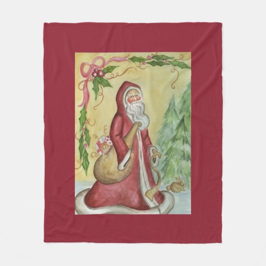 Red Father Christmas Blanket Gift フリースブランケット (正面)