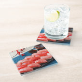 Red Feast - A luxurious plate filled with tuna ガラスコースター (アングル)