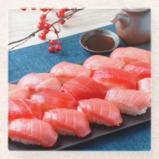 Red Feast - A luxurious plate filled with tuna ガラスコースター (正面)