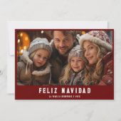 Red Feliz Navidadモダン家族の写真 シーズンカード (正面)