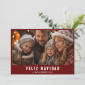 Red Feliz Navidadモダン家族の写真 シーズンカード (スタンド正面)