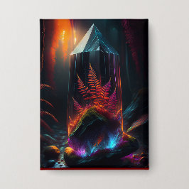 Red Ferns Growing In Glass Prism Along Creek 缶バッジ