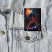 Red Ferns Growing In Glass Prism Along Creek 缶バッジ (インサイチュ)