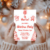 Red Festive Holiday | Oh What Fun Christmas Party  招待状