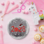 Red Festive Merry Christmas New Year 2026 ペーパープレート (パーティー)