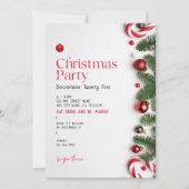 Red Festive Minimalistic Christmas Party 招待状 (正面)