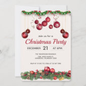 Red Festive Ornaments Modern Christmas 招待状 (正面)