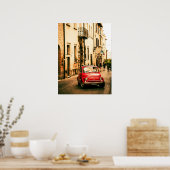 Red Fiat 500 Poster, ヴィンテージInquecento,イタリア ポスター (キッチン)