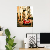 Red Fiat 500 Poster, ヴィンテージInquecento,イタリア ポスター (ホームオフィス)