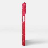 Red Fiery Sparkling Glitter Monogrammed iPhoneケース (右側面)