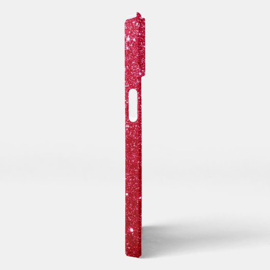 Red Fiery Sparkling Glitter Monogrammed    iPhoneケース (右側面)