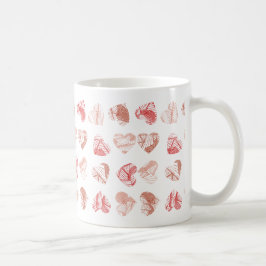 Red Fingerprint Hearts Pattern Valentines Day コーヒーマグカップ