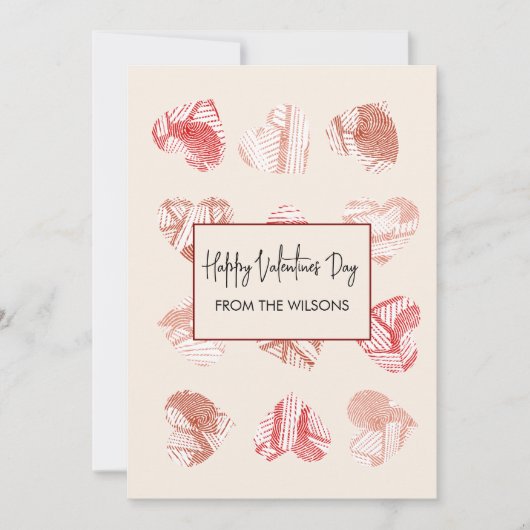 Red Fingerprint Pattern Valentines Day  シーズンカード (正面)