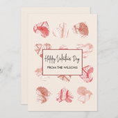 Red Fingerprint Pattern Valentines Day  シーズンカード (正面/裏面)