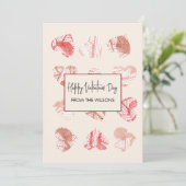 Red Fingerprint Pattern Valentines Day  シーズンカード (スタンド正面)