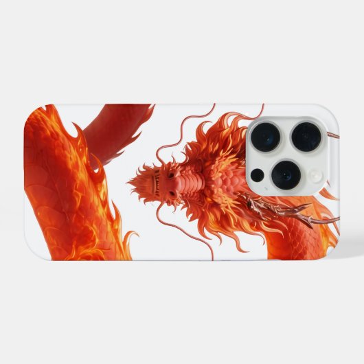 Red Fire Dragon Art | Mythical Flame Dragon Design iPhoneケース (裏面横)