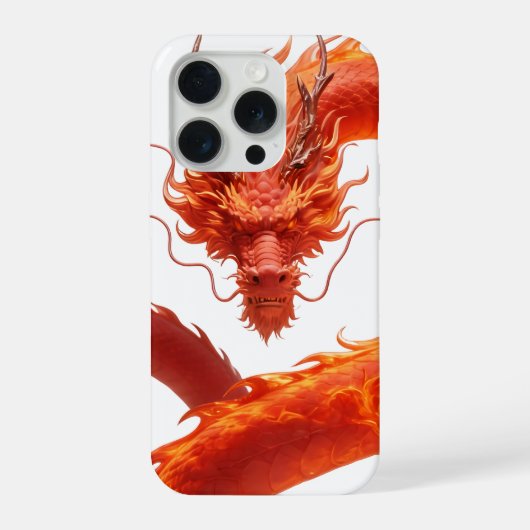 Red Fire Dragon Art | Mythical Flame Dragon Design iPhoneケース (裏面)