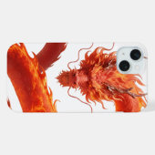 Red Fire Dragon Art | Mythical Flame Dragon Design iPhoneケース (裏面横)
