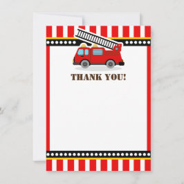 Red Fire Engine Thank You Notes サンキューカード