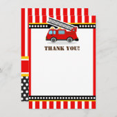 Red Fire Engine Thank You Notes サンキューカード (正面/裏面)