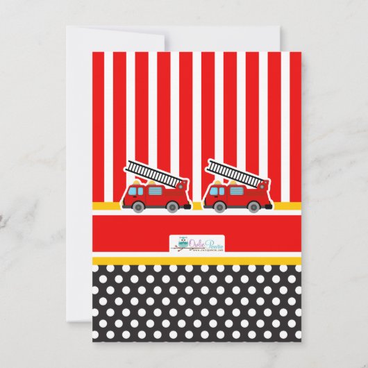 Red Fire Engine Thank You Notes サンキューカード (裏面)