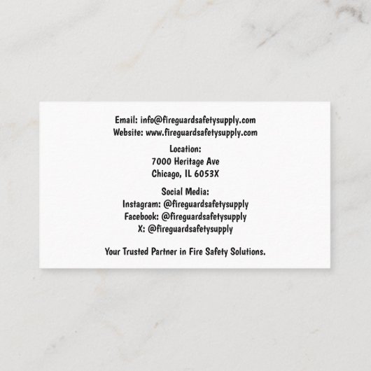 Red Fire Extinguisher Fire Safety   名刺 (裏面)