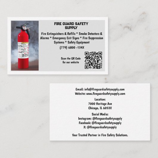 Red Fire Extinguisher Fire Safety   名刺 (正面/裏面)
