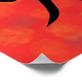 Red Fire Kanji Japanese Calligraphy ポスター (角)