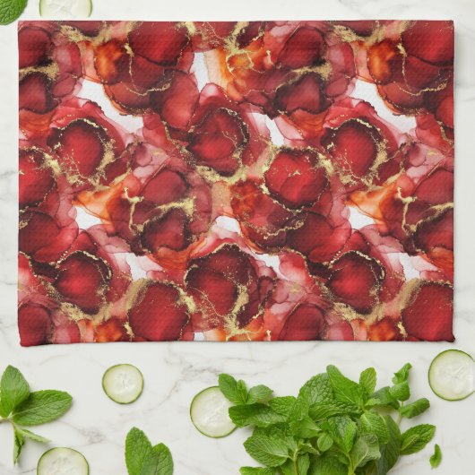 Red Fire Pattern キッチンタオル (折り畳み)