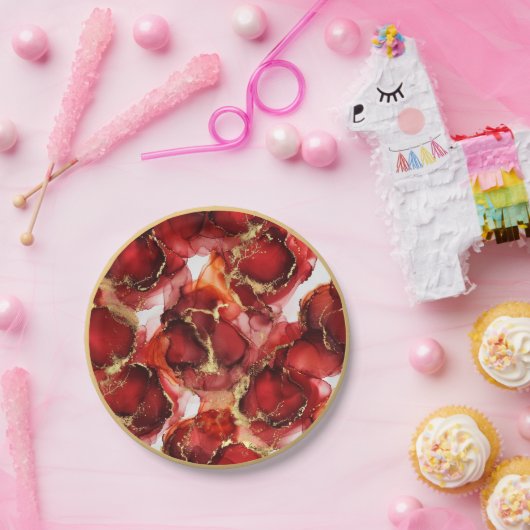 Red Fire Pattern ペーパープレート (パーティー)