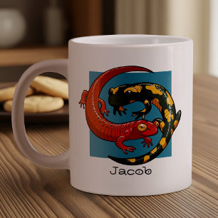 Red & Fire Salamanders Cartoonという名前を付ける ジャンボコーヒーマグカップ